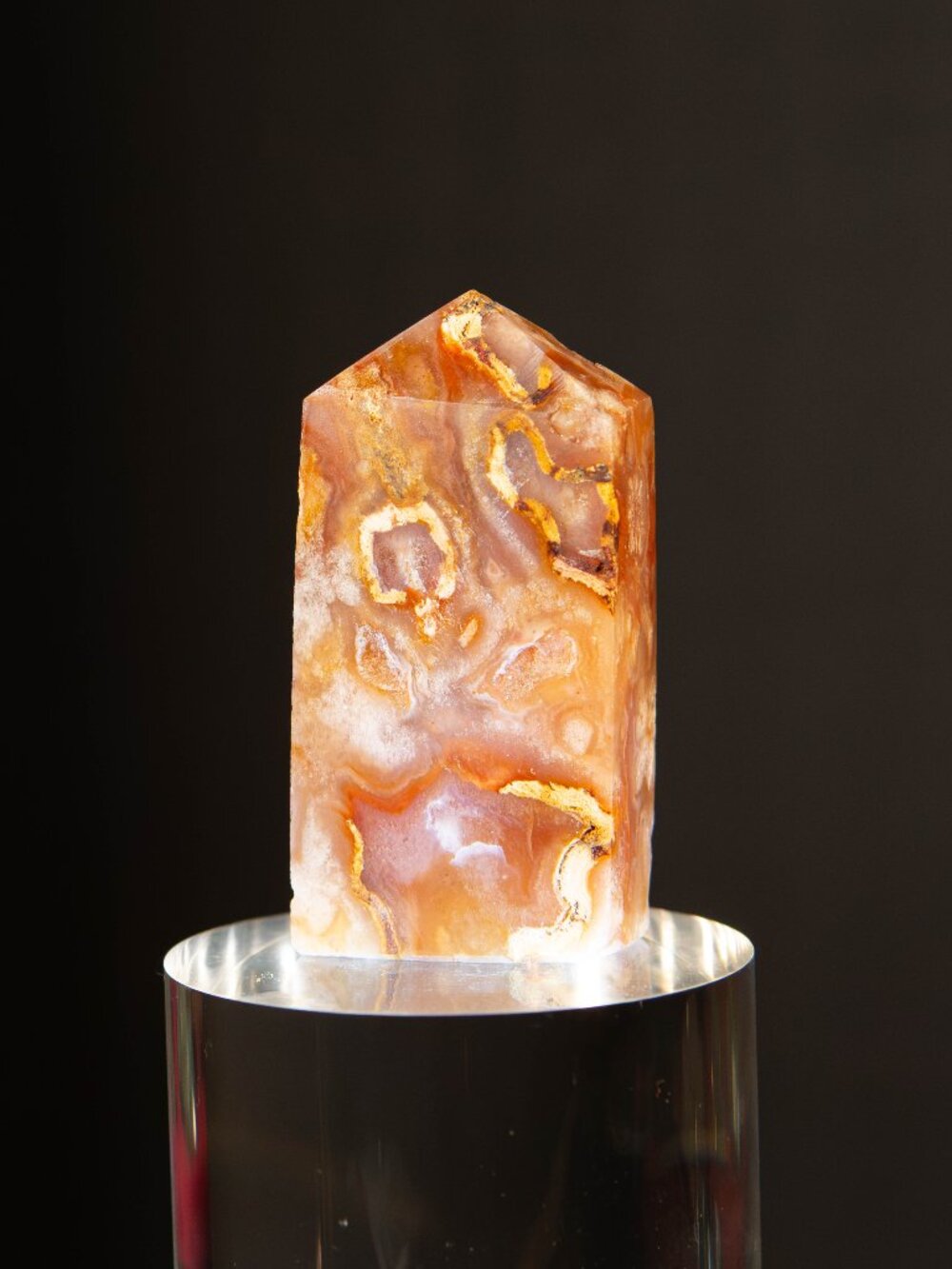 HIGH GRADE Carnelian Flower Agate Tower w/ Druzy Pocket